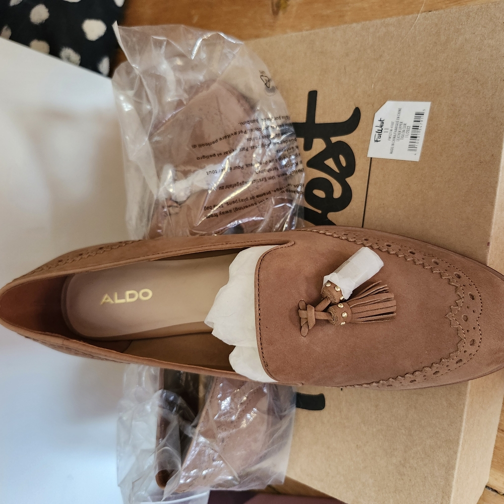 Aldo Tan Suede Loafers with Tassel Accent